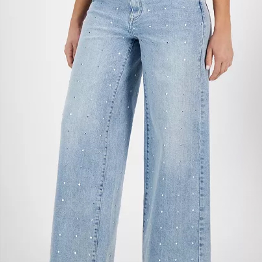 Dkny Studded Light Wash Wide-Leg Jeans - Size 25 (Unavailable Everywhere)